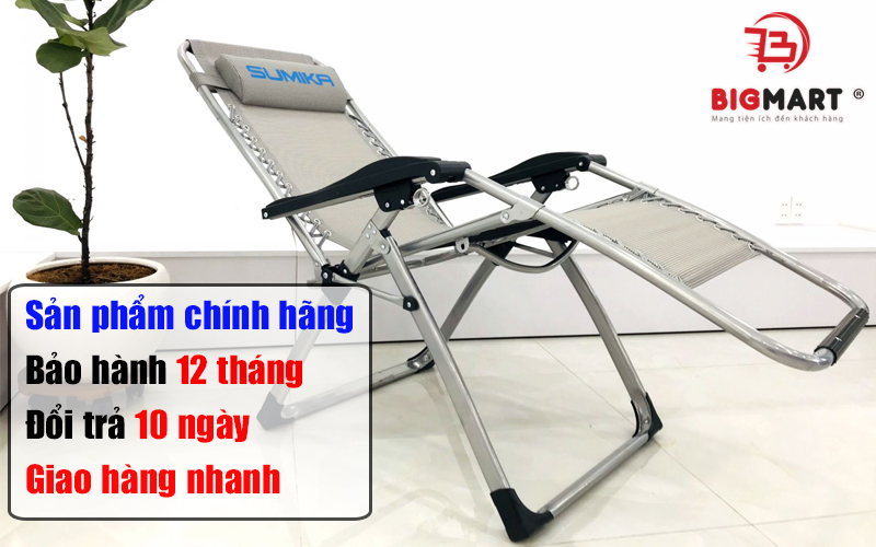 Mua ghế xếp thư giãn Sumika 179Grey chính hãng tại Bigmart