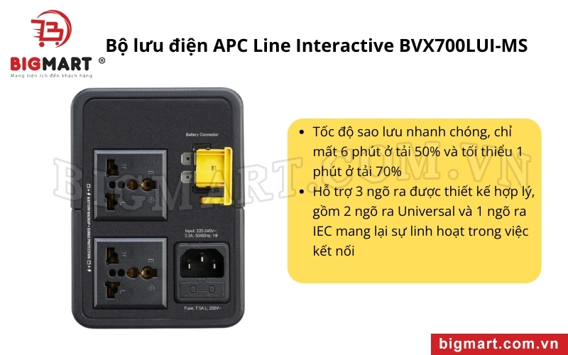 BVX700LUI-MS trang bị cổng giao tiếp USB tiện ích