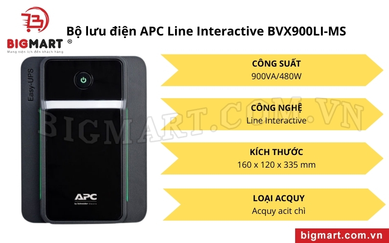 Thiết kế của bộ lưu điện VX900LI-MS nhỏ gọn, dễ dàng di chuyển và lắp đặt