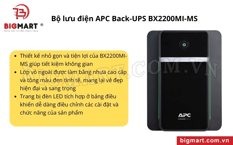 Bộ lưu điện APC Back-UPS BX2200MI-MS có thiết kế sang trọng