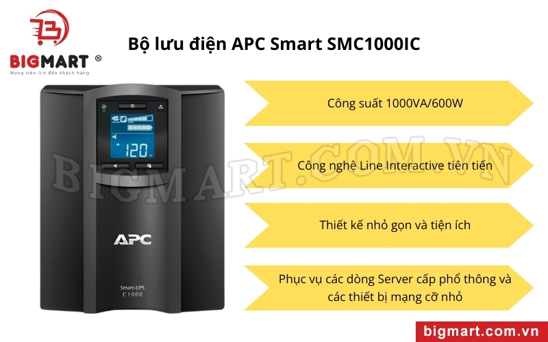 Bộ lưu điện APC Smart SMC1000IC tích hợp công nghệ hiện đại