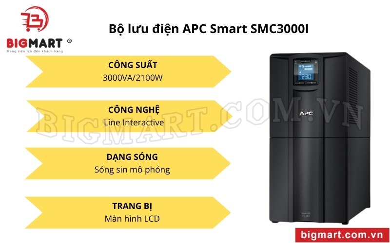 Bộ lưu điện APC Smart SMC3000I tích hợp nhiều tính năng ưu việt