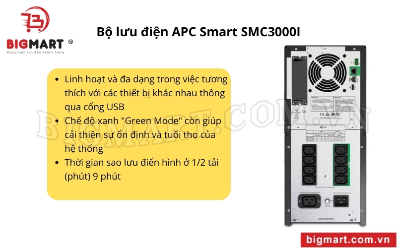 APC Smart SMC3000I được trang bị cổng kết nối USB 