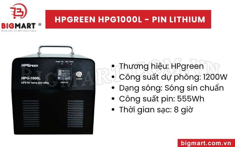 Bình tích điện HPG1000L của thương hiệu HPgreen