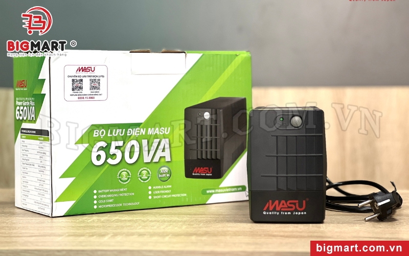 Bộ lưu điện Masu MS-650VA sử dụng 1 bình ắc quy