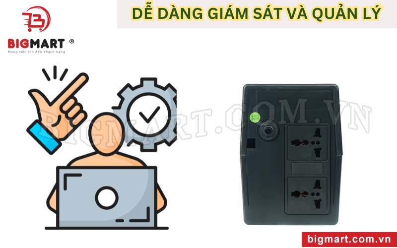 Ổ cắm NEMA 5-15R tích hợp cổng kết nối giúp người dùng dễ dàng quản lý UPS 