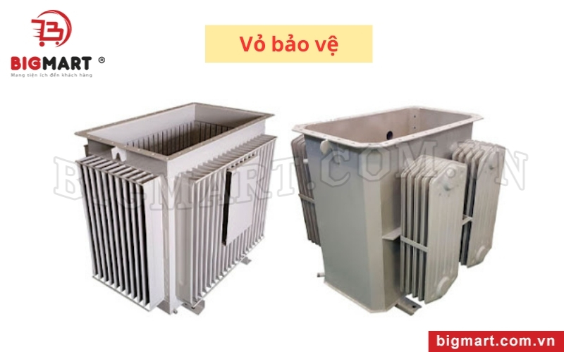 Vỏ máy biến áp giúp bảo vệ các bộ phận bên trong