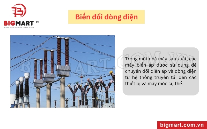 Máy biến áp có công dụng biến đổi dòng điện