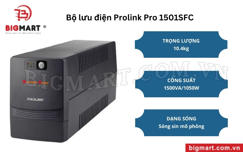 Bộ lưu điện UPS PROLINK PRO 1501SFC có thiết kế nhỏ gọn