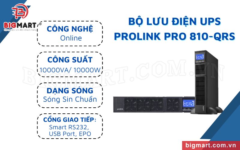 Bộ lưu điện UPS PROLINK PRO 810-QRS (10000VA)