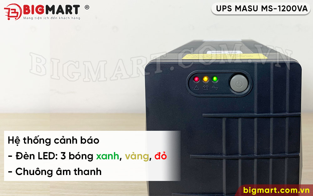 Hệ thống đèn LED cảnh báo của UPS MASU MS-1200VA