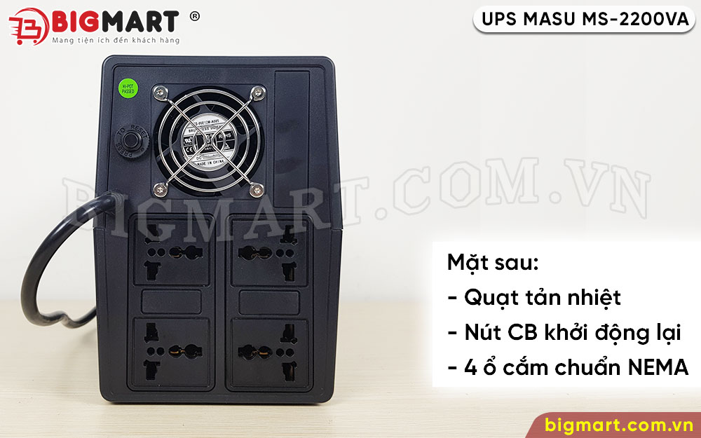 Mặt sau của UPS MASU MS-2200VA