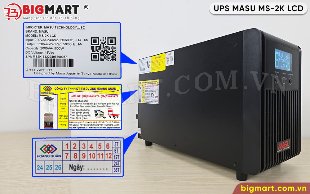 Dấu hiệu nhận biết MASU MS-2K LCD chính hãng mua từ Bigmart