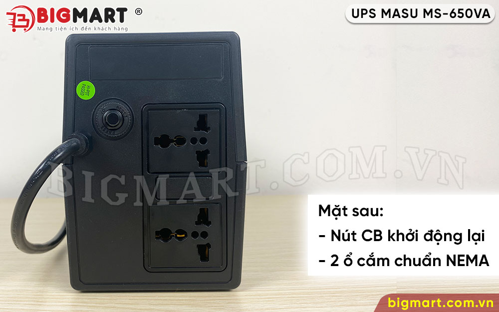 Phía sau của bộ lưu điện MASU MS-650VA