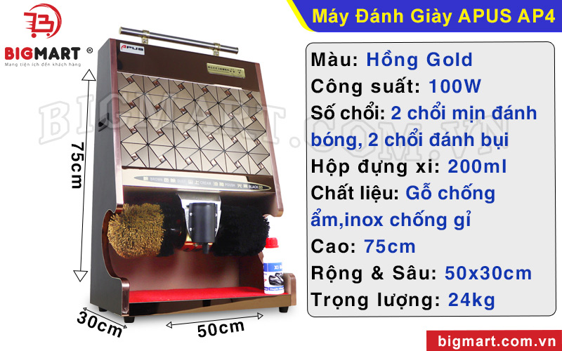 Thông số kỹ thuật máy đánh giày Apus AP4