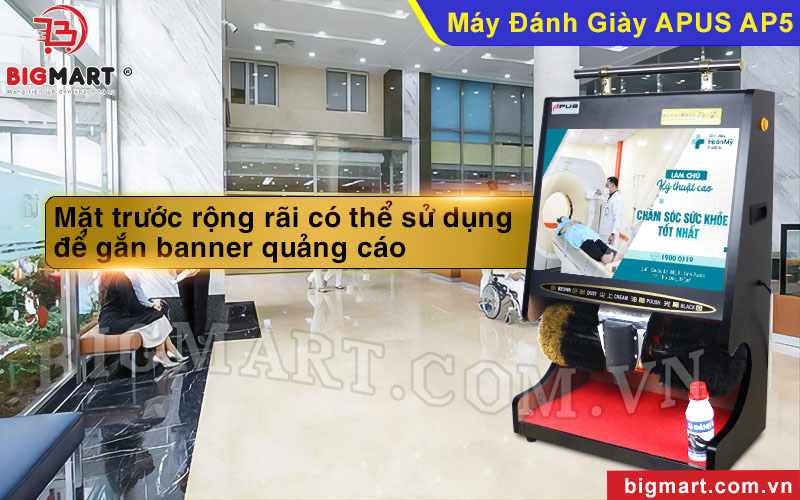 Dán banner quảng cáo ở phía trước máy đánh giày