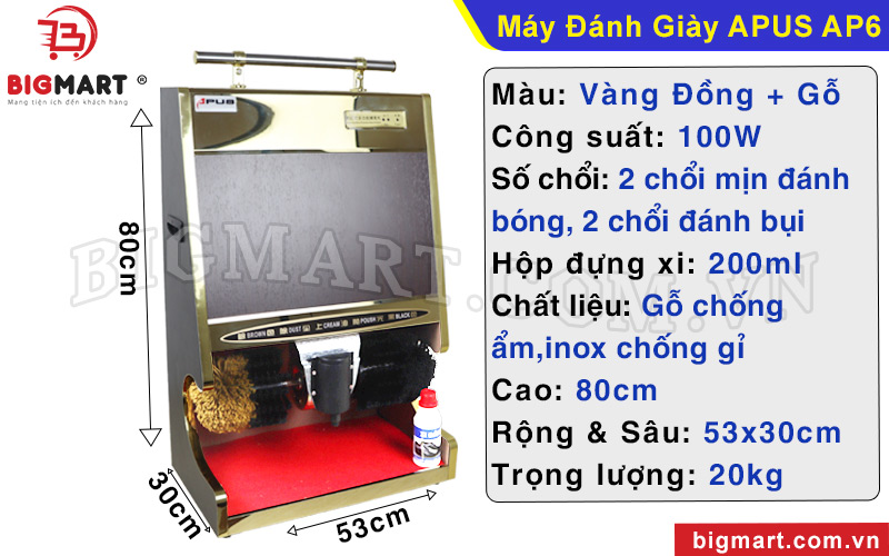 Thông số kỹ thuật máy đánh giày APUS AP6