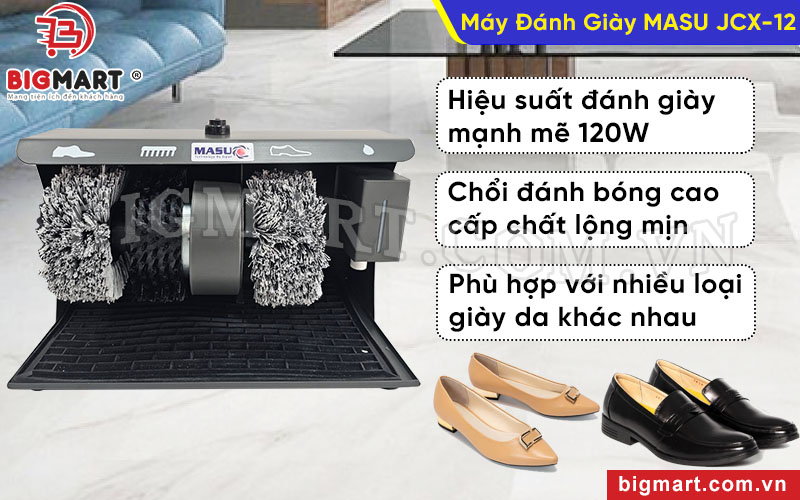 Máy đánh giày MASU JCX-12 sử dụng được nhiều loại giày da