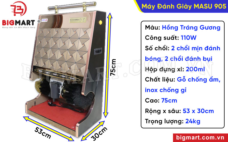 Thông số kỹ thuật máy đánh giày MASU 905