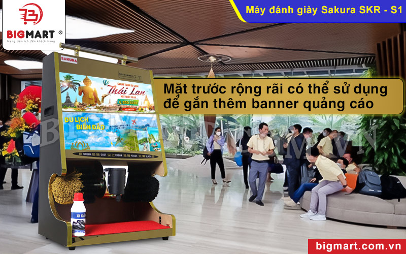 Banner quảng cáo gắn trên máy đánh giày