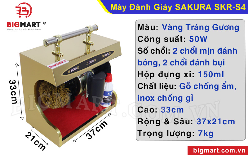 Kích thước máy đánh giày Sakura SKR-S4