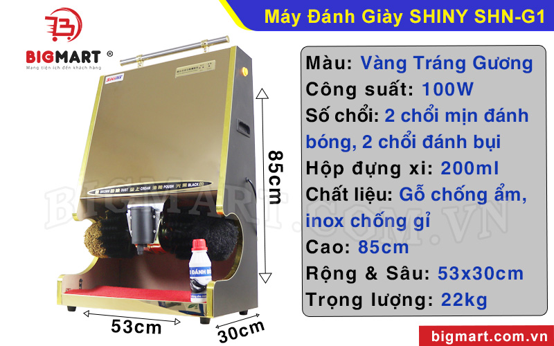 Kích thước máy đánh giày Shiny SHN-G1