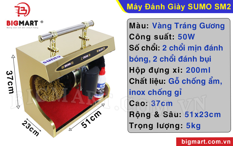 Kích thước máy đánh giày SUMO SM2