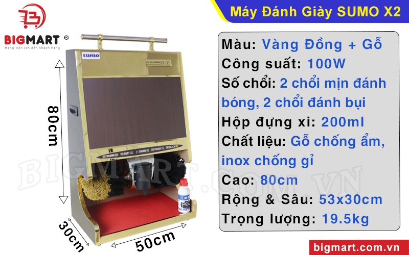 Thông số kỹ thuật máy đánh giày SUMO X2