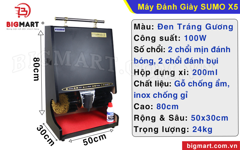 Thông số kỹ thuật máy đánh giày SUMO X5