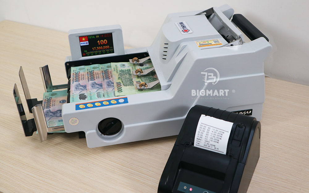 Combo máy đếm tiền MASU 999 Plus + máy in hóa đơn