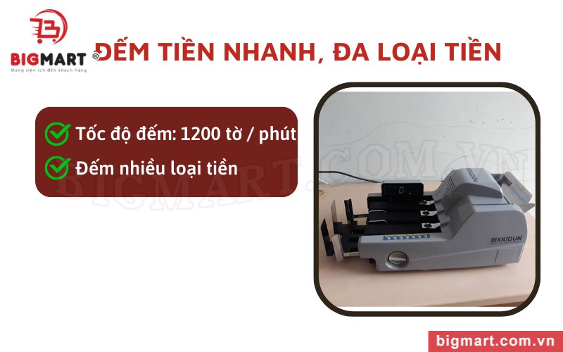 Máy có khả năng đếm tiền nhanh tới 1200 tờ/phút 