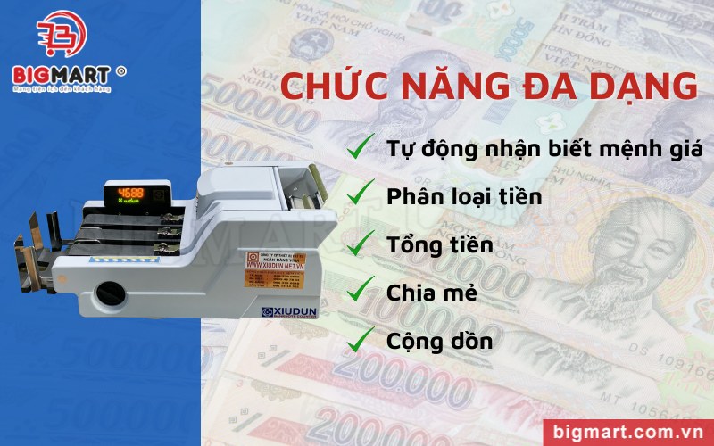 Máy đếm tiền XIUDUN 4688 New được tích hợp thêm những chức năng khác 