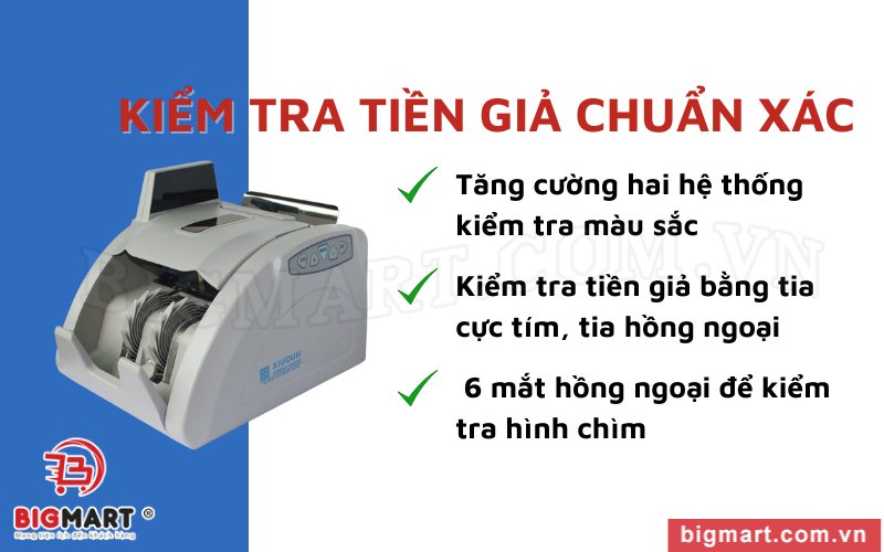 Máy đếm tiền Xiudun 2700 kiểm tra tiền giả, tiền siêu giả, tiền lẫn loại siêu chuẩn