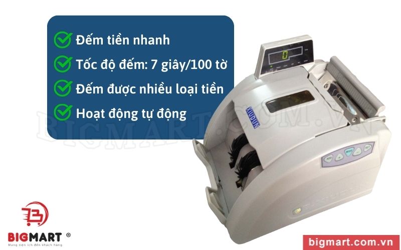 Máy đếm tiền Xiudun 2850V có khả năng đếm tiền nhanh chóng, chính xác