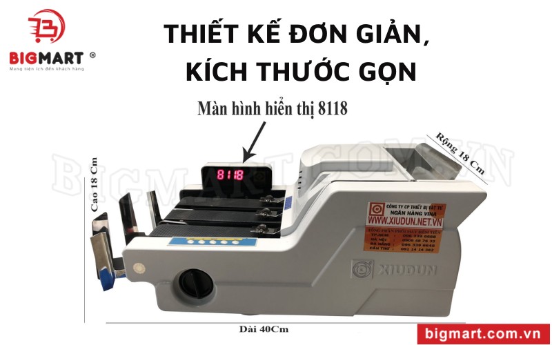 Máy đếm tiền Xiudun 5118 có thiết kế đơn giản