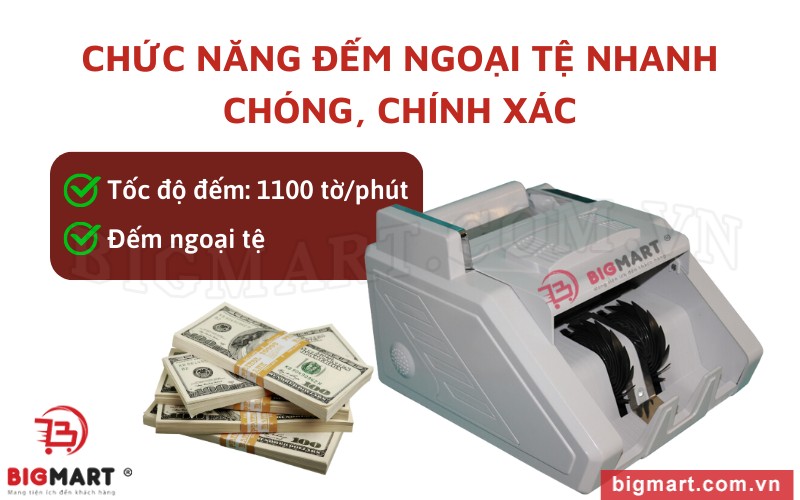 Máy đếm tiền Xiudun 2500K có chức năng đếm ngoại tệ cùng tốc độ đếm lên đến 1100 tờ/phút 