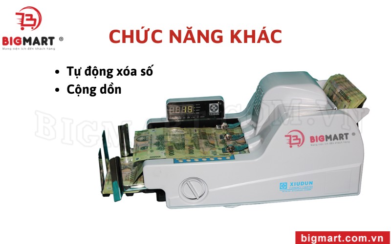 Máy đếm tiền Xiudun 3000 có khả năng tự động xoá số và cộng dồn