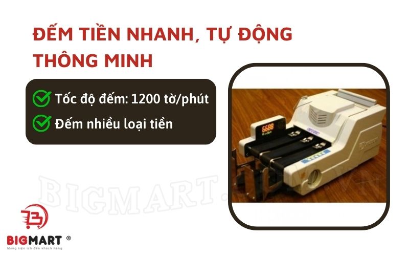 Máy đếm tiền Xiudun 6688W tốc độ đếm lên tới 1200 tờ/ phút và có thể điều chỉnh tốc độ đếm