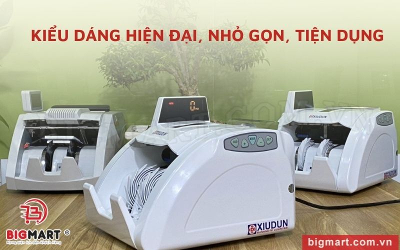 Máy đếm tiền Xiudun 9000 sở hữu thiết kế dáng đứng hiện đại, kích thước nhỏ gọn, tiện dụng