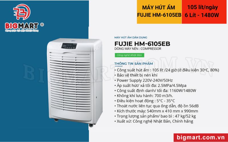 Máy hút ẩm công nghiệp FujiE HM-6105EB 