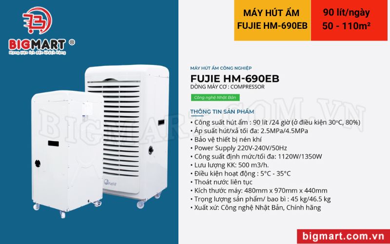 thông tin Máy hút ẩm công nghiệp FujiE HM-690EB