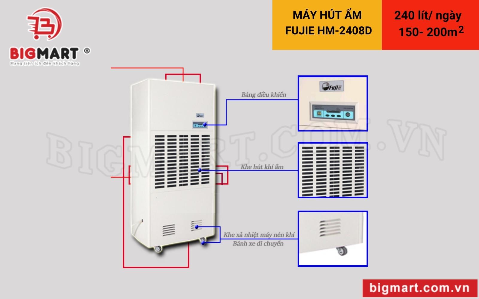 chức năng Máy hút ẩm công nghiệp FujiE HM-2408D 