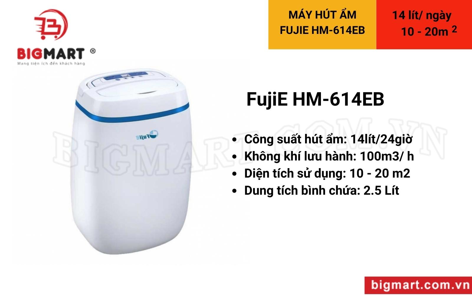 Máy hút ẩm gia đình FujiE HM-614EB 