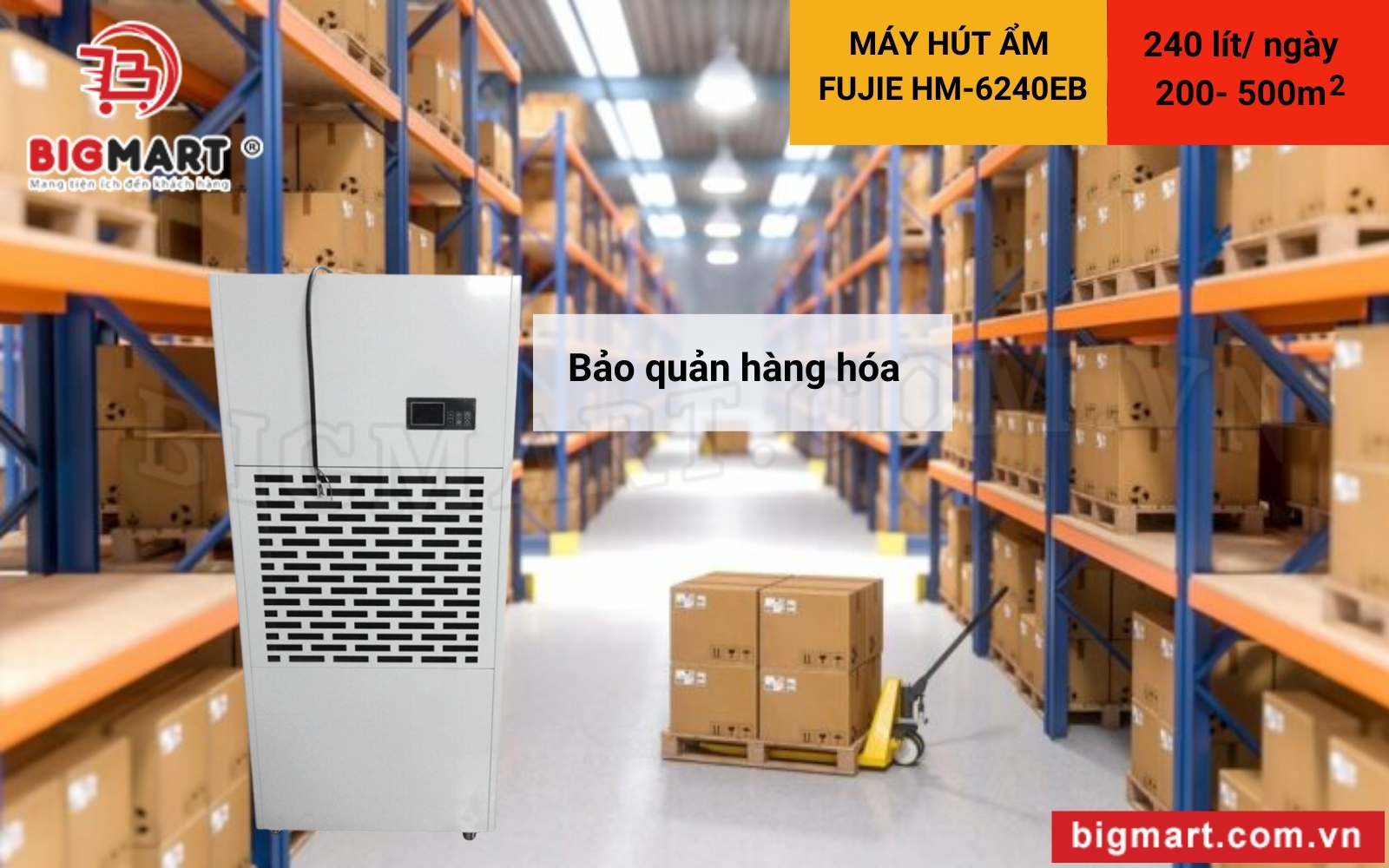 Máy hút ẩm công nghiệp FujiE HM-6240EB bảo quản hàng hóa tốt