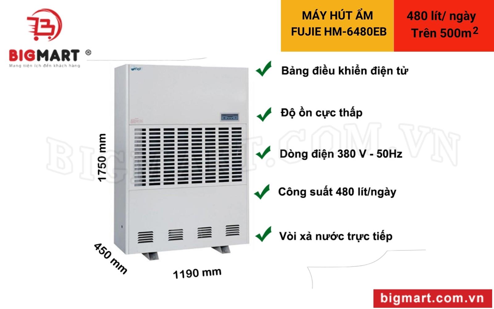 ưu điểm Máy hút ẩm công nghiệp Fujie HM-6480EB