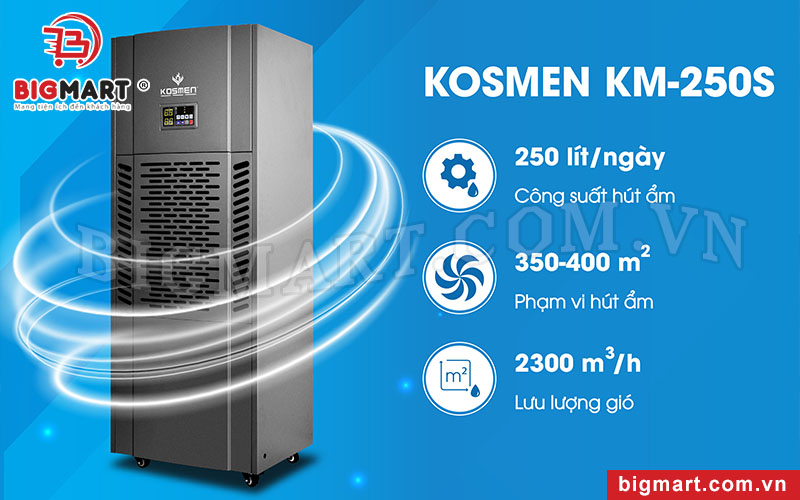 Máy hút ẩm Kosmen KM-250S thích hợp sử dụng trong công nghiệp