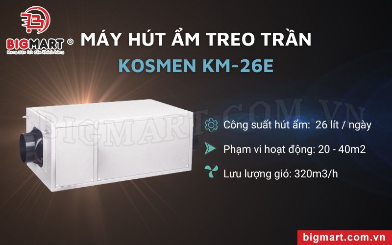 máy hút ẩm treo trần kosmen km-26E