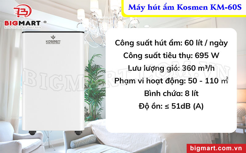 Máy hút ẩm Kosmen KM-60S