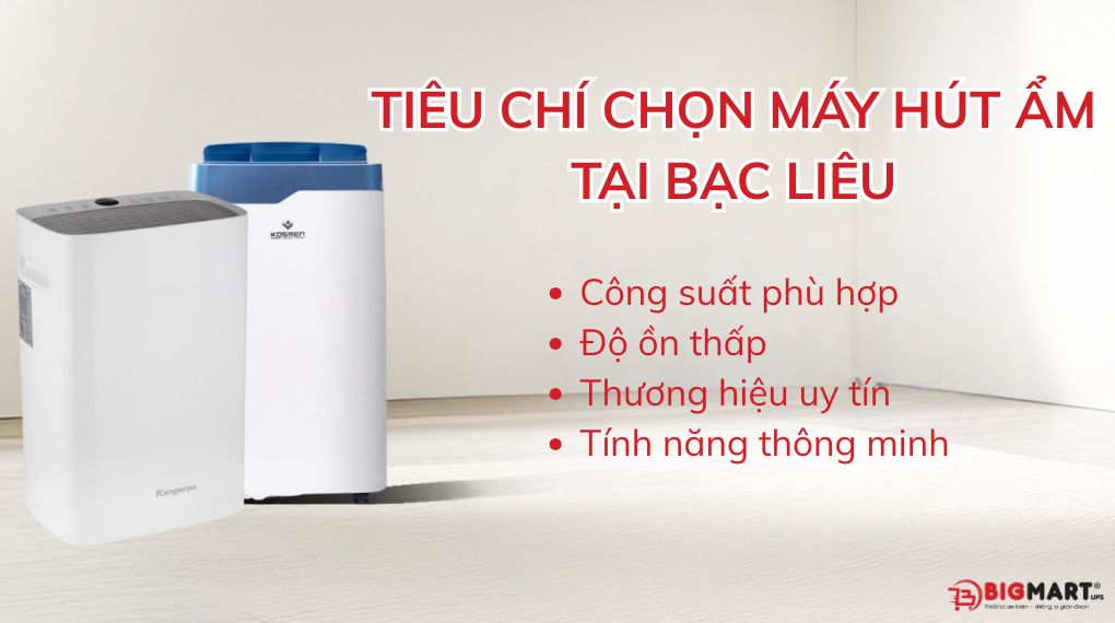 Tiêu chí chọn máy hút ẩm tại Bạc Liêu
