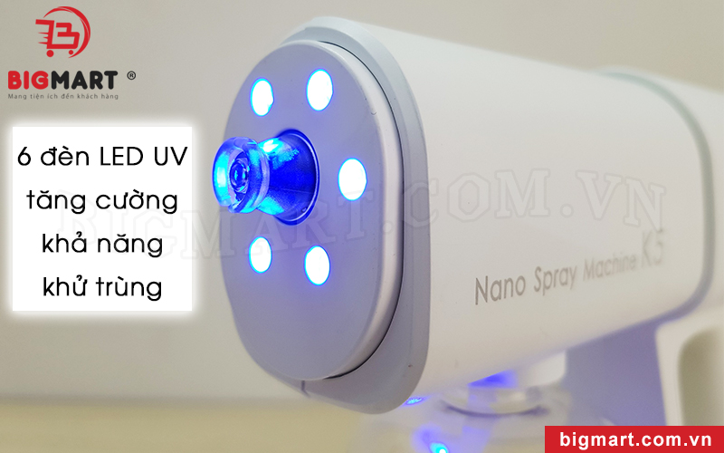 Đầu phun sương trang bị 6 đèn LED khử trùng, định vị